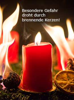 Brandgefahr durch brennende Kerzen an Weihnachten
